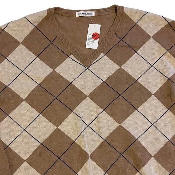 NWT Designers Remix Girls Mandy Argyle Sweater Geometric Beige Size 12 - Picture 4 of 8